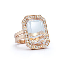 Bell Diamond Rectangular Rock Crystal Ring