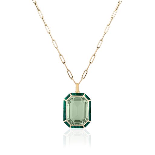 Melange Emerald Cut Statement Pendant Necklace