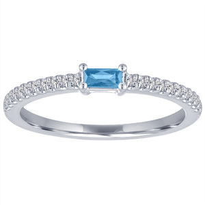 The Julia Birthstone Single Gemstone Baguette Stacking Ring