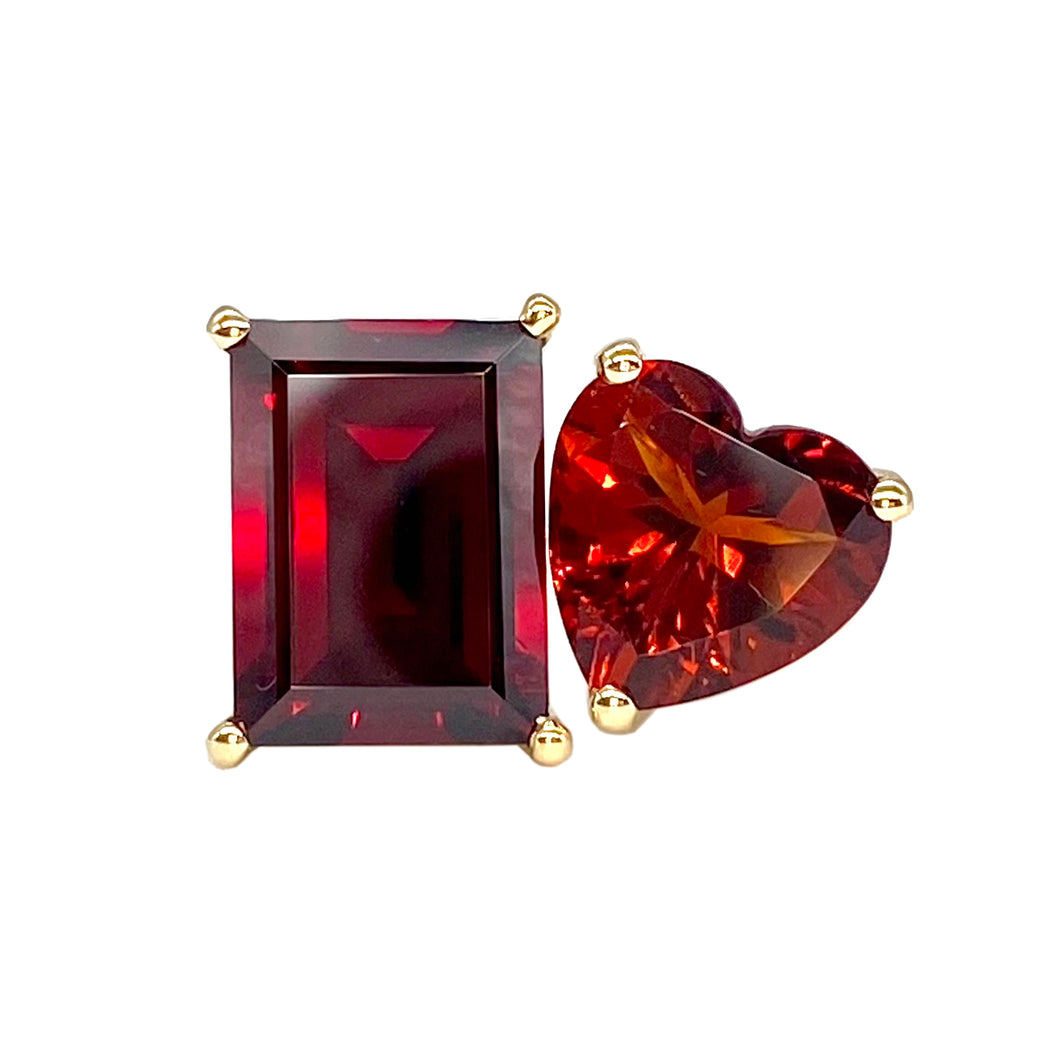 One of a Kind Bold 2-Stone Ring with Garnet & Citrine