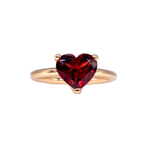 Garnet Heart Solitaire Ring