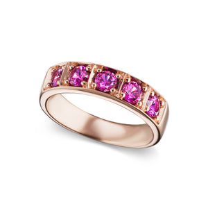 Box Set Band Ring with Hot Pink Sapphire