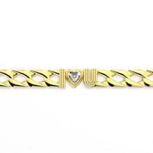 Radiant I Heart U Cuban Link Bracelet with Faceted Topaz Heart