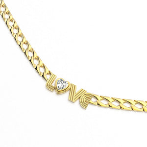 Radiant Cuban Link Love Necklace with Faceted Topaz Heart