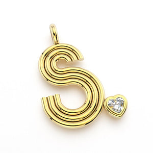 XL Radiant Initial Charm with Topaz Heart Accent