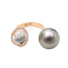 Tahitian Pearl with Organic White Topaz Ring