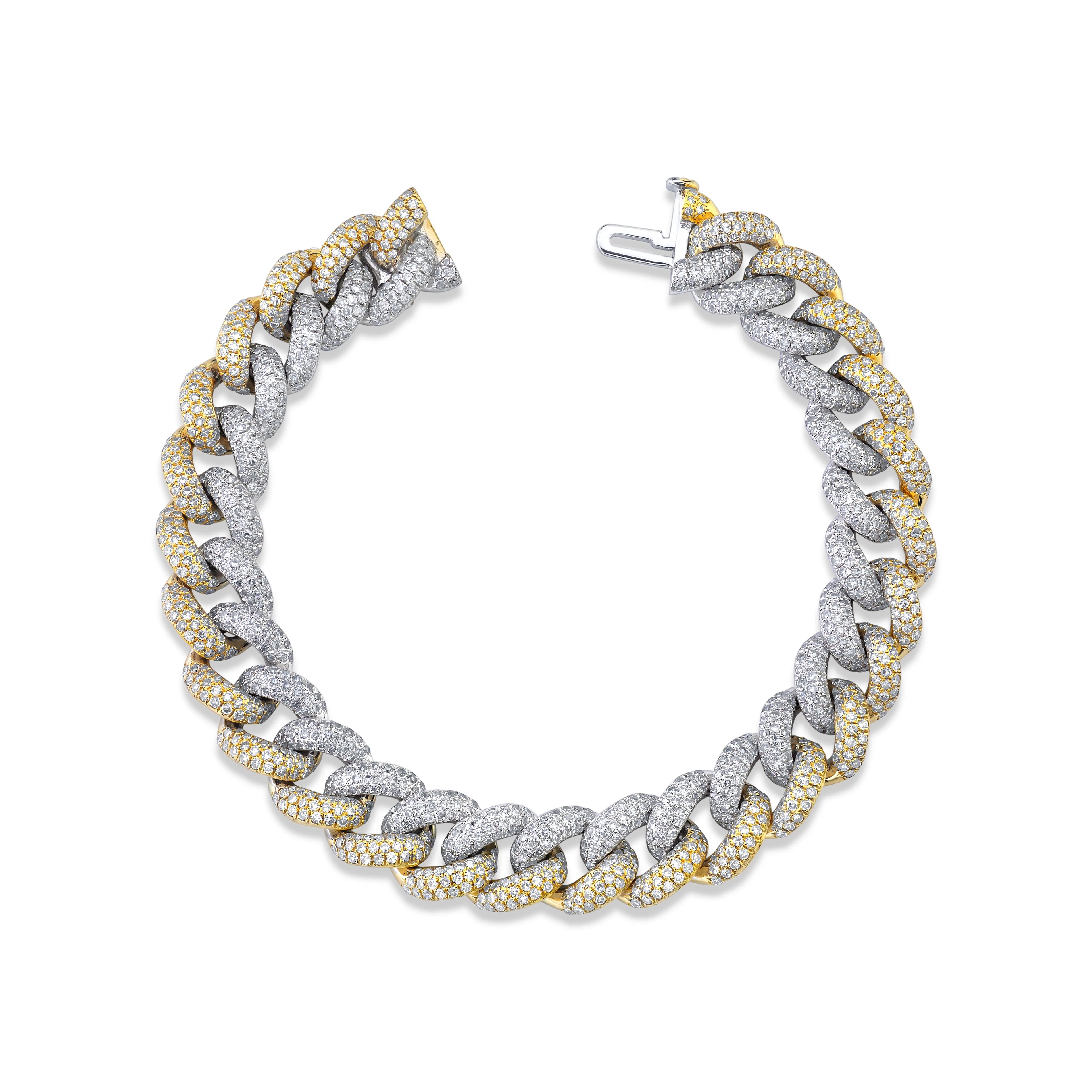 Two-Tone Pave Diamond Link Bracelet
