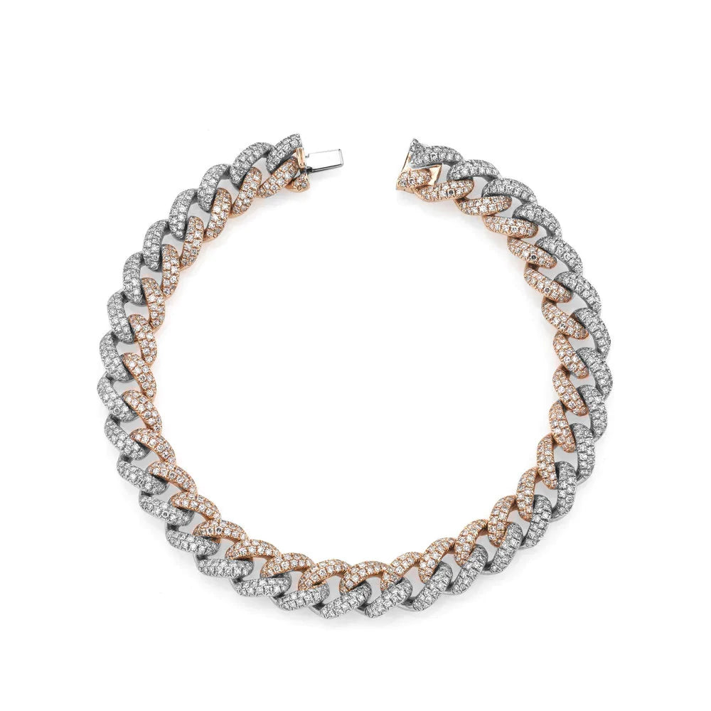 Two-Tone Medium Pave Diamond Link Bracelet
