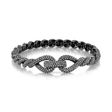 Full Pave Diamond Rope Bracelet with Triple Link Accent
