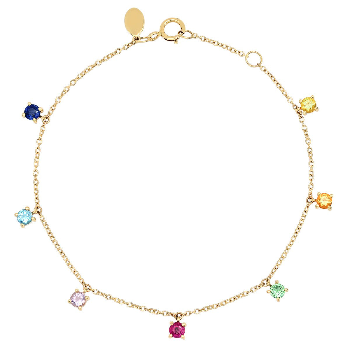 Semi Precious Rainbow Charm Bracelet