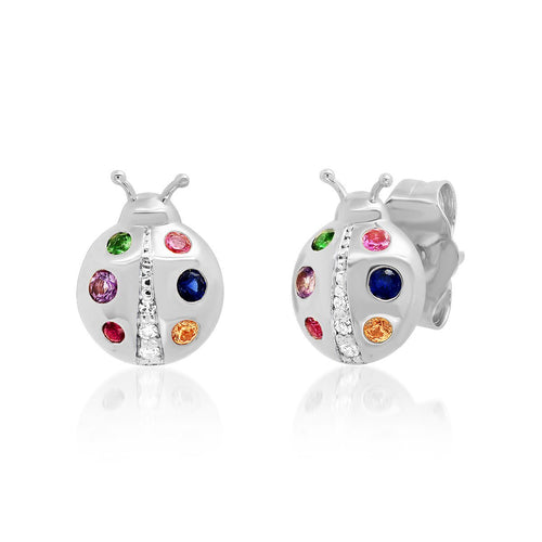 Multi Colored Ladybug Stud Earrings