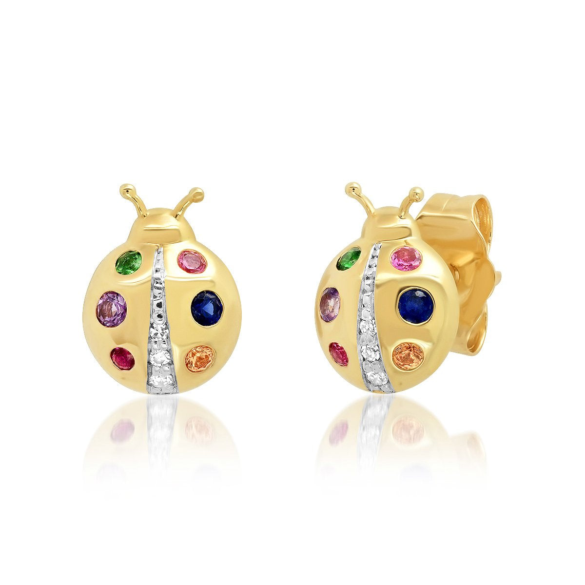 Multi Colored Ladybug Stud Earrings