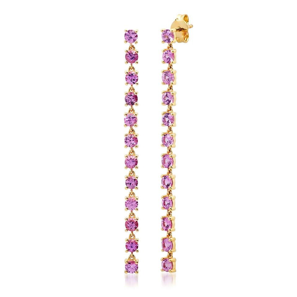 Round Gemstone Link Earrings