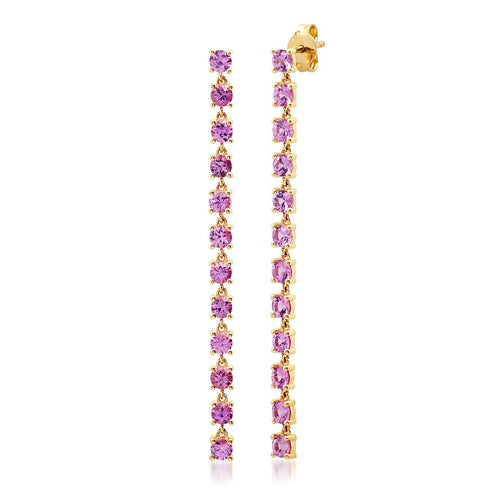 Round Gemstone Link Earrings