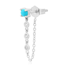 Single Turquoise Stud Earring with Diamond Chain
