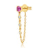 Single Semi-Precious Stone with Diamond Chain Wrap Stud Earring