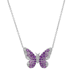 Semi Precious Ombre' and Diamond Butterfly Necklace