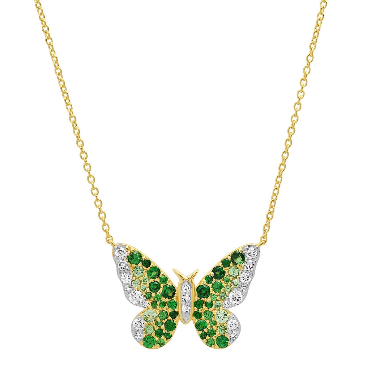 Semi Precious Ombre' and Diamond Butterfly Necklace