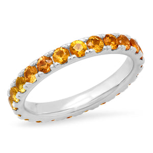 Large Orange Sapphire Sunburst Eternity Band 