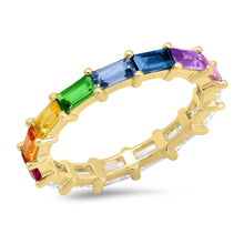 Rainbow and Diamond Baguette Ring