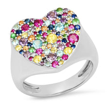 Multi Colored Heart Signet Ring