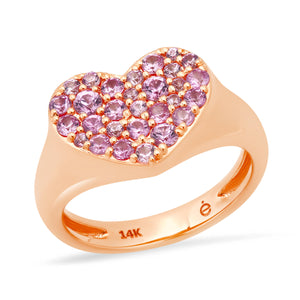 Diamond or Pink Sapphire Smushed Heart Pinky Ring