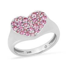 Diamond or Pink Sapphire Smushed Heart Pinky Ring