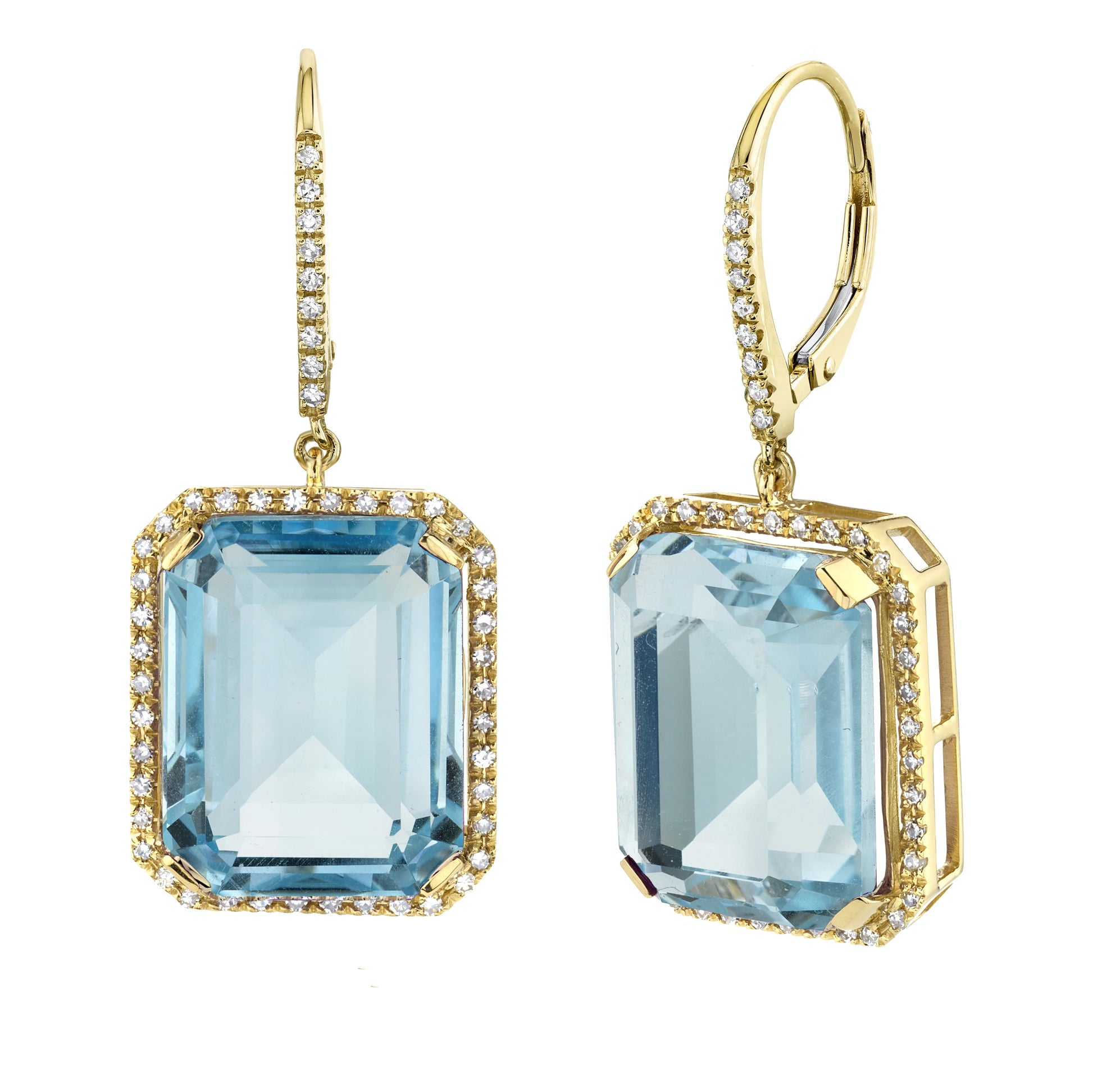 Light Blue Crystal & Diamond Portrait Earrings
