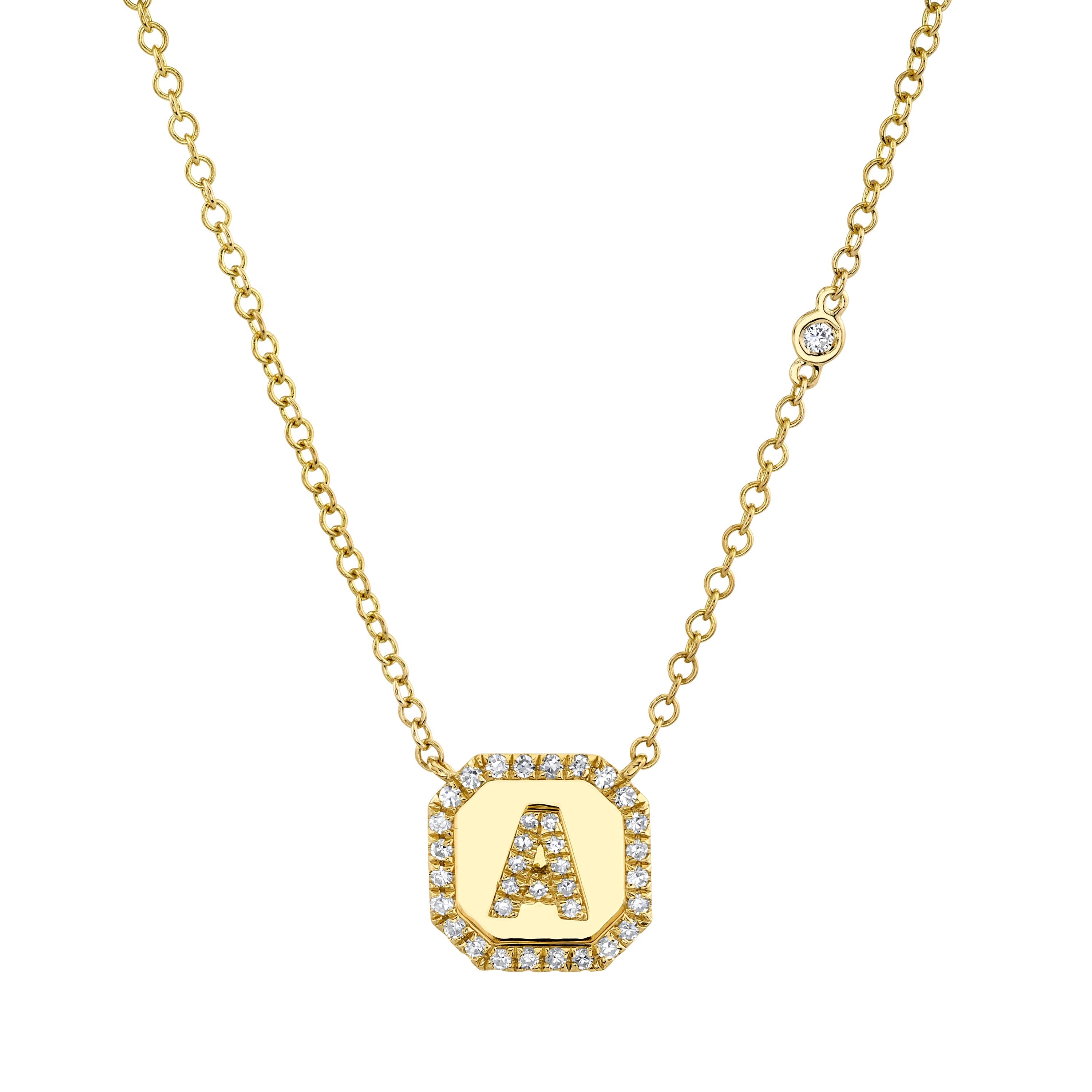 Diamond Initial Nameplate Choker Necklace