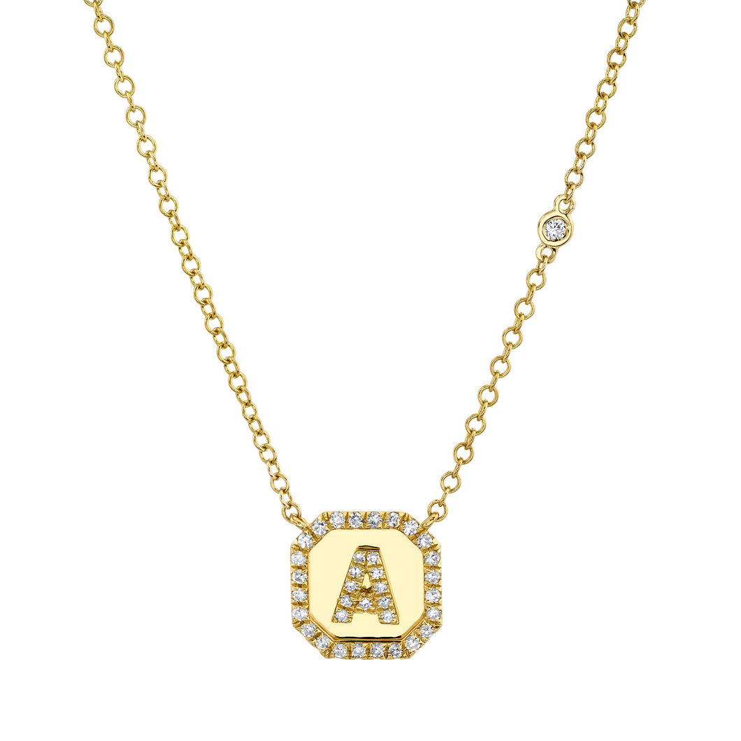 Diamond Initial Nameplate Choker Necklace