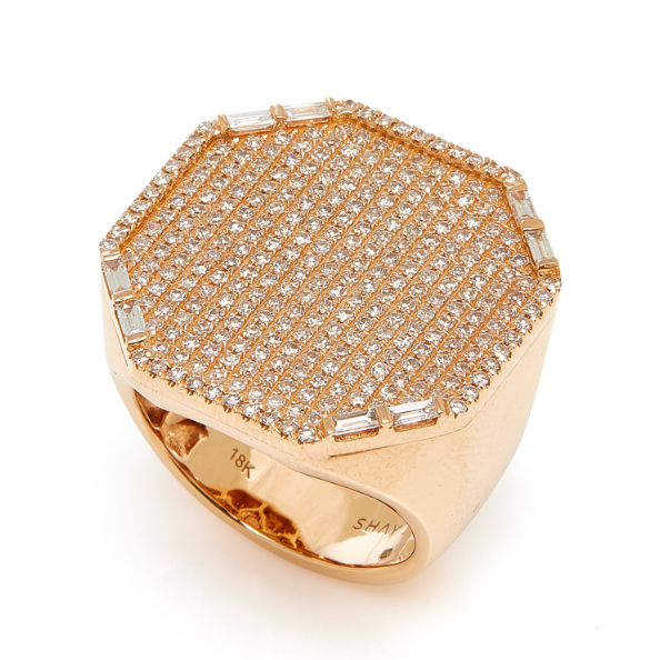Jumbo Pave Octagon Signet Ring