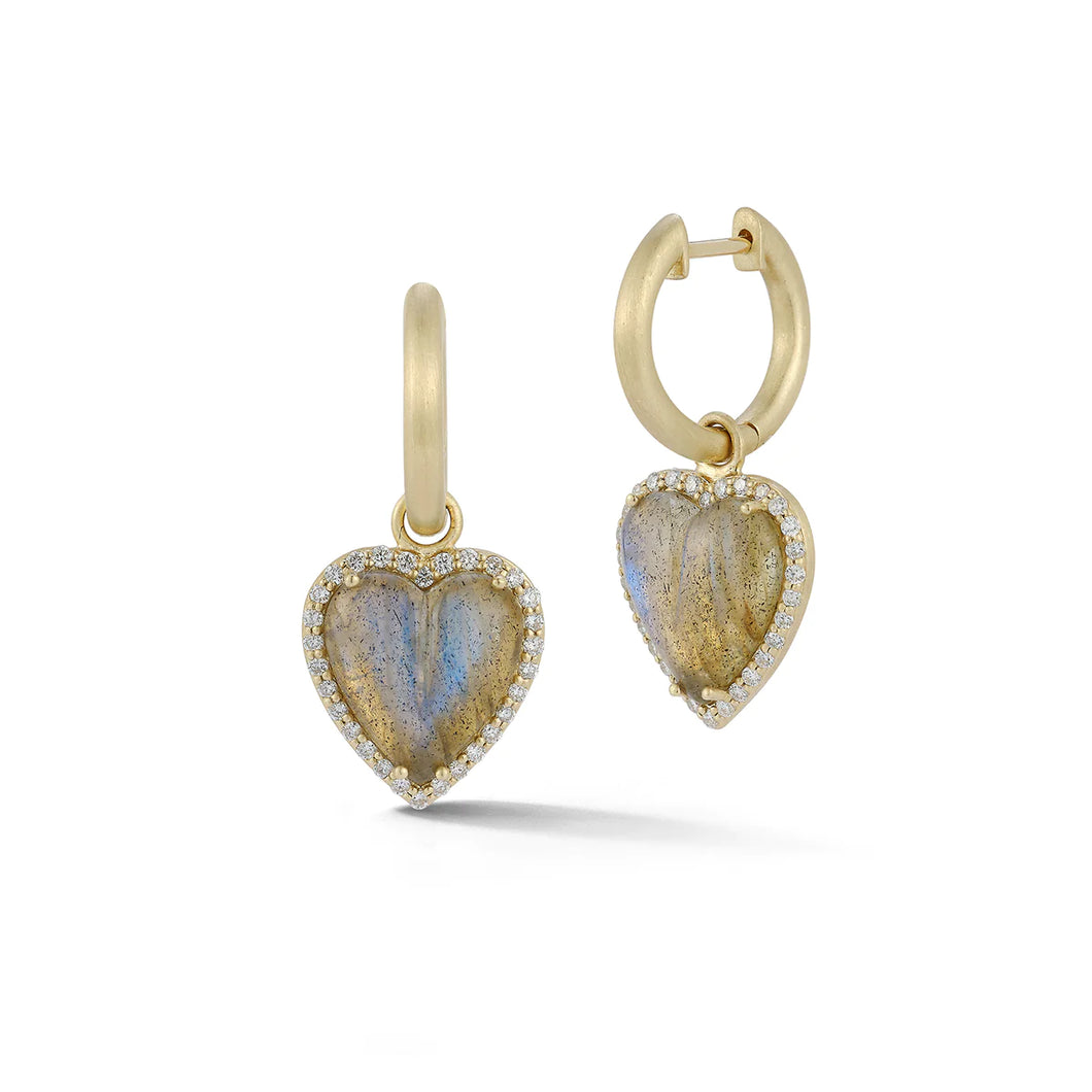 Labradorite & Diamond Small Alana Huggie Earrings