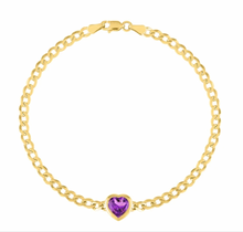 The Cooper Faceted Heart on Cuban Link Chain Bracelet