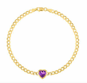 The Cooper Faceted Heart on Cuban Link Chain Bracelet