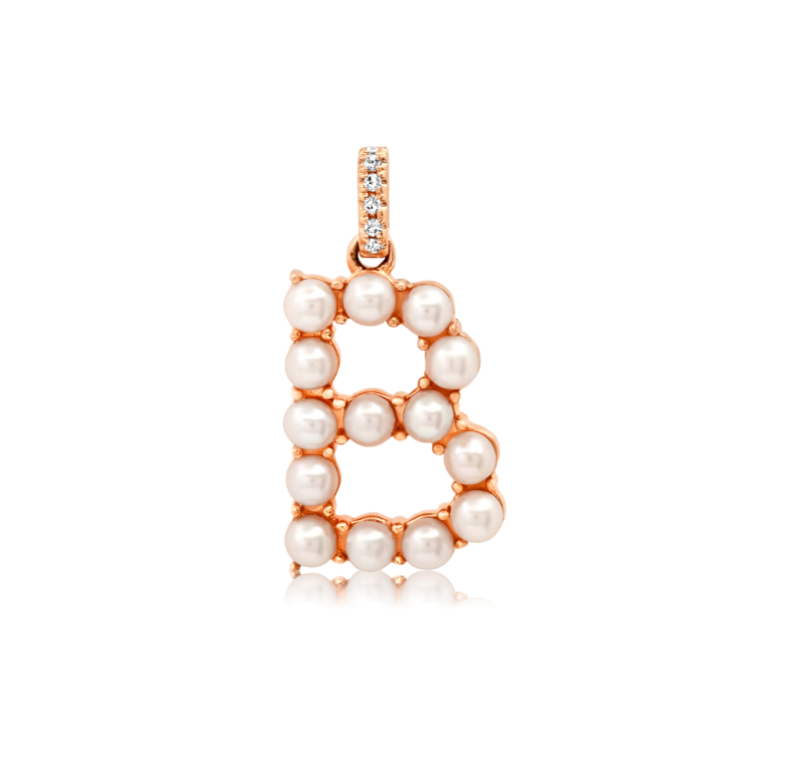 Akoya Pearl Initial Charm Pendant