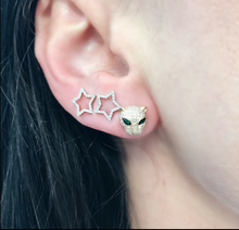 Diamond and Emerald Panther Stud Earrings