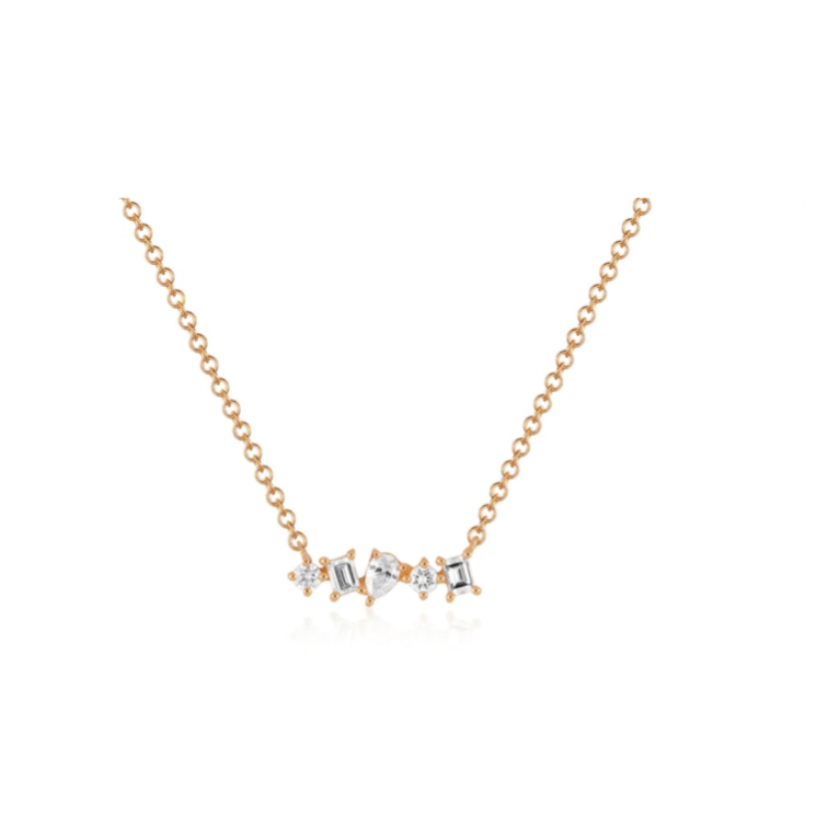 Multi Faceted Mini Diamond Bar Necklace