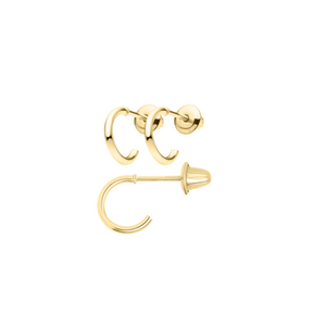 Mini Gold Half Hoop Safety Screw Back Earrings | Curated by AB