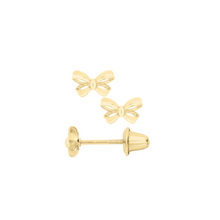Classic Gold Bow Safety Screw Back Stud Earrings
