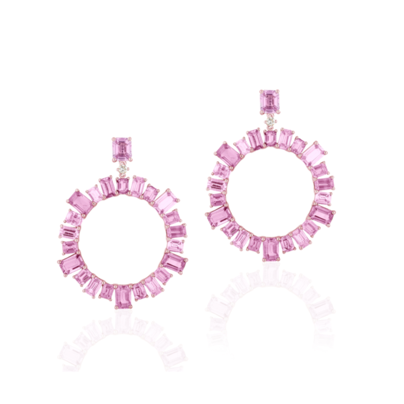 Limited Edition Pink Sapphire Front Hoop Drop Earrings