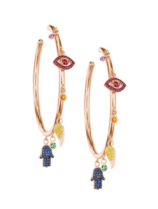 netali nissim rainbow sapphire charm hoop earrings