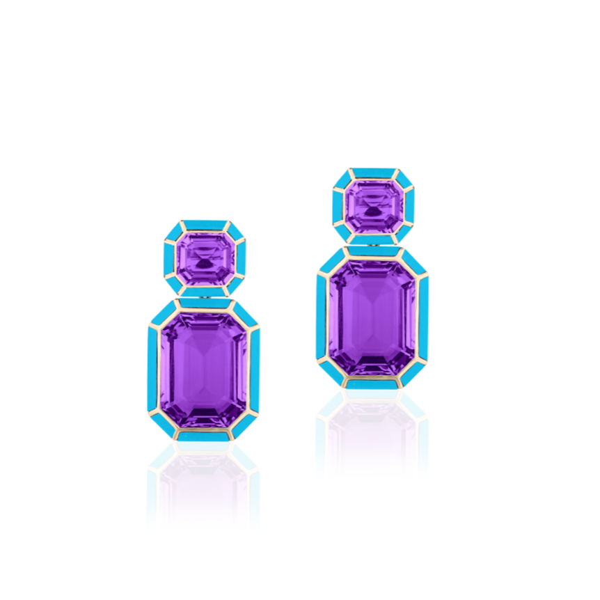 Limited Edition Amethyst & Turquoise Drop Earrings