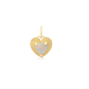 Small Fluted Heart Charm with Opal Heart