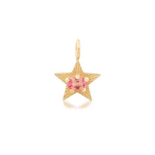 Small Fluted Star Charm with Oval Peach Sapphire
