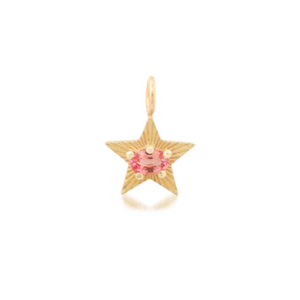 Small Fluted Star Charm with Oval Peach Sapphire