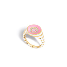 Rinzo Enamel & Diamond Round Signet Ring