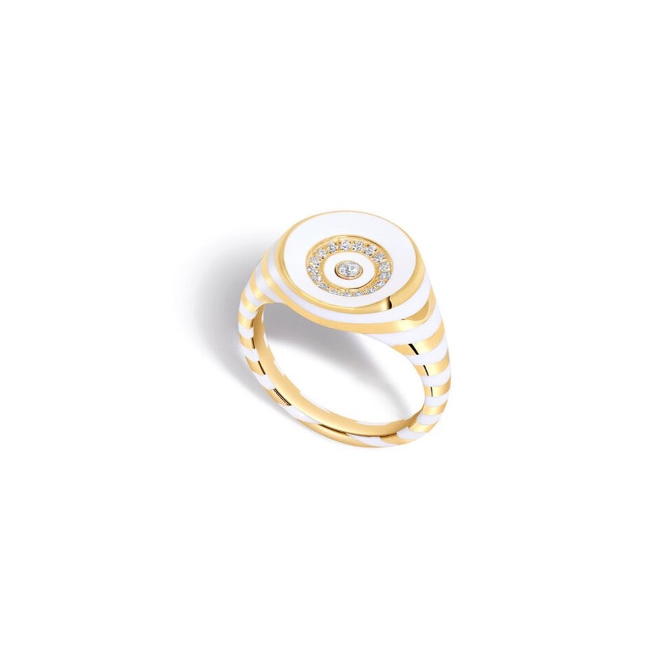 Rinzo Enamel & Diamond Round Signet Ring – Milestones by Ashleigh Bergman