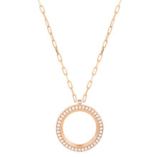 George Pave Diamond Circle Pendant Necklace