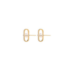 Allegory Major Pave Diamond & Pearl Geometric Cage Earrings