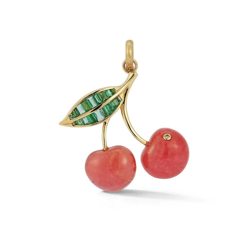 Emerald & Rhodochrosite Sweet Cherry Charm